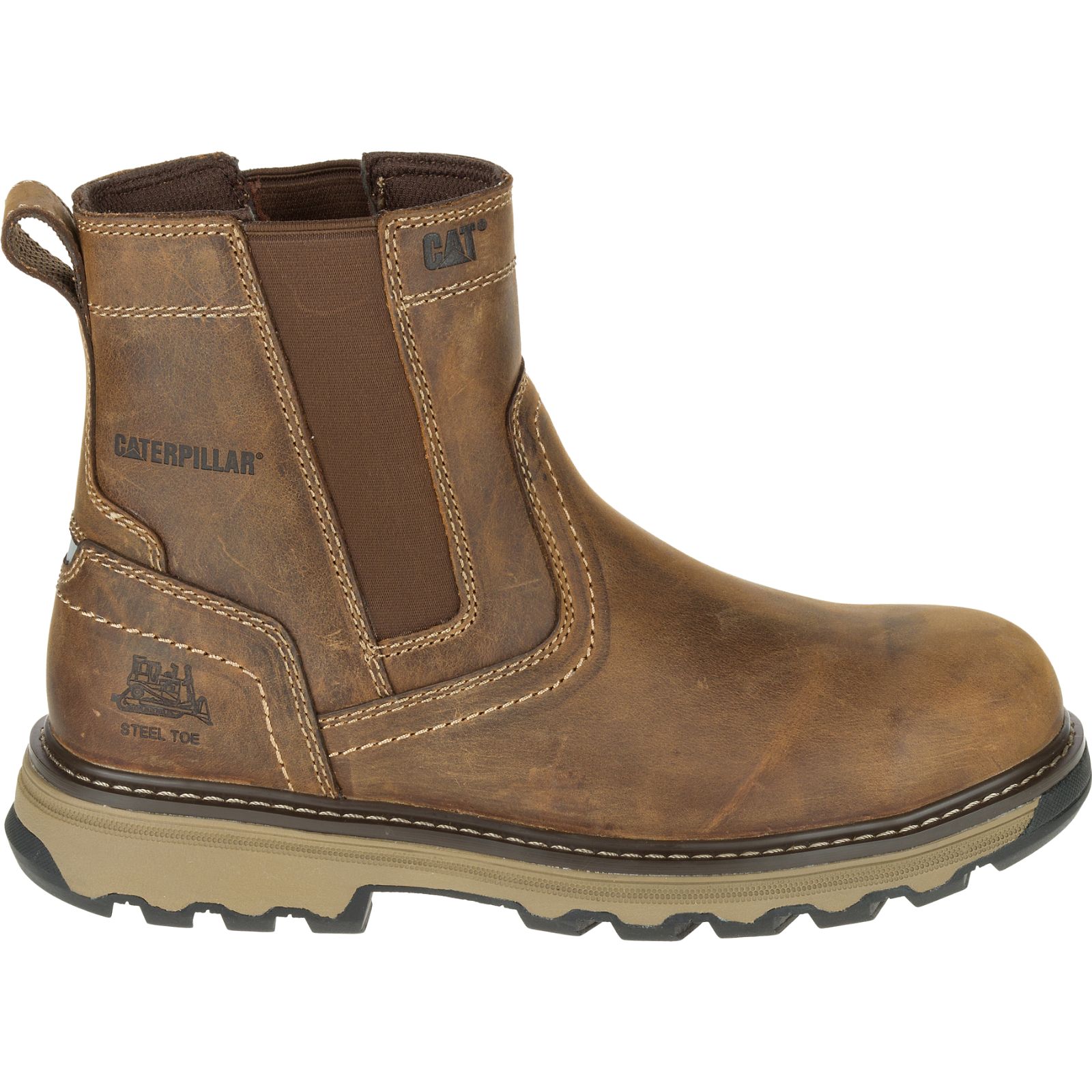 Caterpillar Pelton Steel Toe S1p Hro Sra - Mens Work Boots - Dark Beige - NZ (468DITLOM)